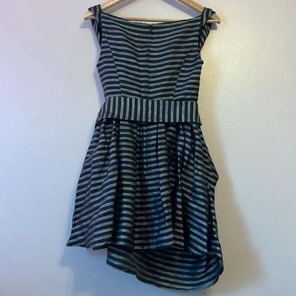 C/MEO Collective Blinded Sleeveless Striped Belted Mini Dress Black XXS NEW Chic - Picture 5 of 8